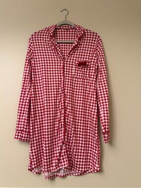 Laura Ashley Red and White Gingham Button-Front Kids Nightgown